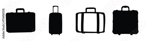 Four diverse suitcases travel luggage bags ready for vacation adventures and journeys