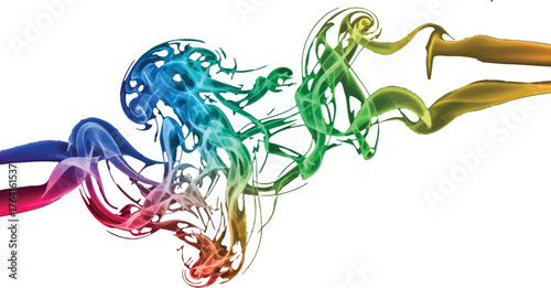 Colorful smoke swirls gracefully against a dark starry background creating art