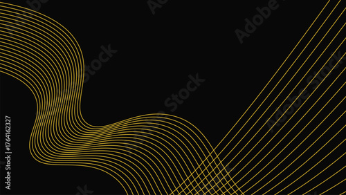 Luxury Golden Line Wave Background on Black Elegant Modern Abstract Design