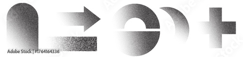 Halftone gradient abstract forms in dotted textures