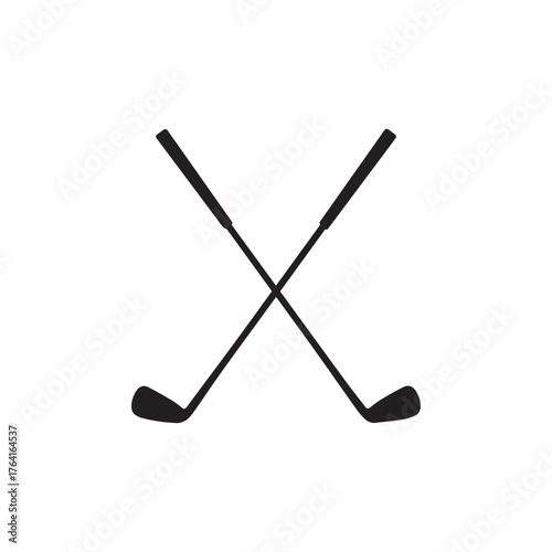 Crossed Golf Clubs Silhouette | Vintage Golf Icon Vector Design