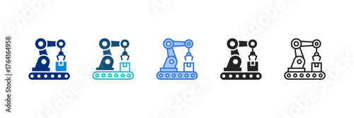 Manufacturing Icon Set Multiple Style Vector Illustration 