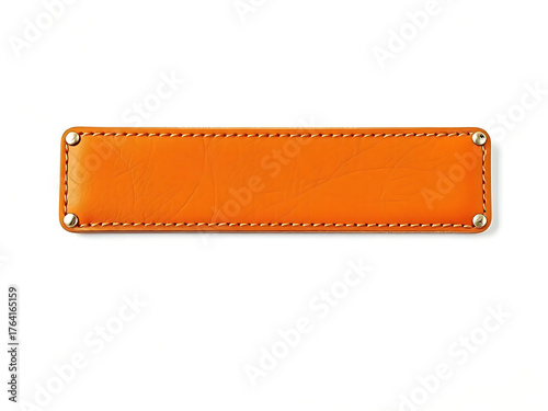 Wallpaper Mural Orange leather nameplate with metallic silver rivets isolated on white background Torontodigital.ca
