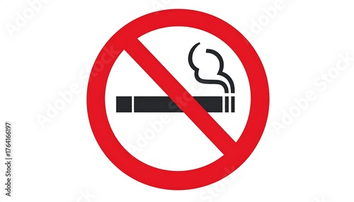 A graphic prohibition sign depicting a cigarette and smoke crossed out