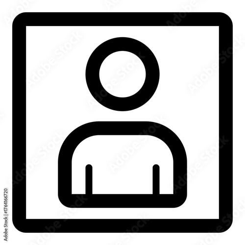 User Profile Icon: Monochrome Outline Vector Graphic