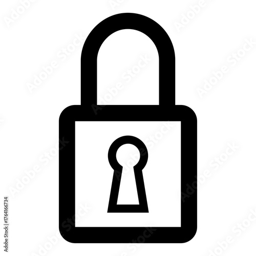Security Lock Icon: Monochrome Outline Vector Graphic