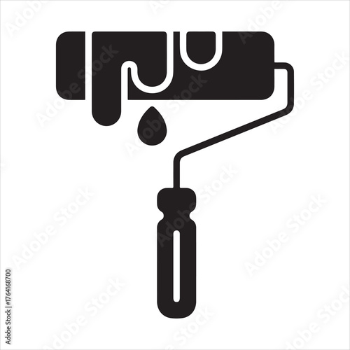 Roller or paint brush icon for painting