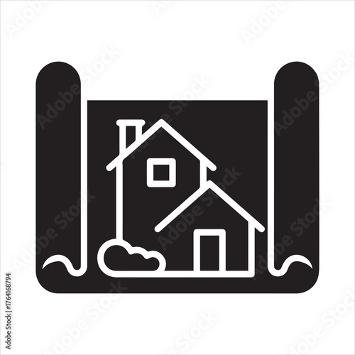 House building construction blueprint icon
