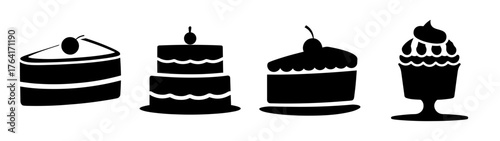 Collection of four distinct cake silhouettes perfect for celebrations and sweet treat designs