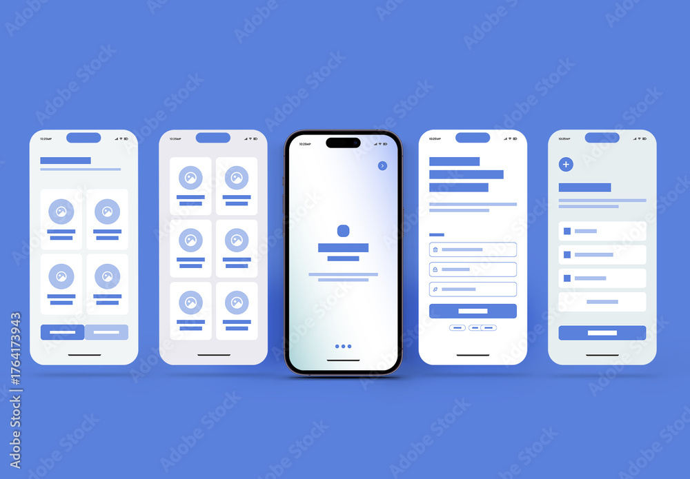 Mobile App UI Wireframe Template Kit for UX Design 素材庫範本 | Adobe Stock