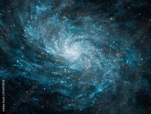 壮大に広がる銀河の渦と無数の星々が輝く宇宙空間の幻想的で神秘的な天体のイメージ