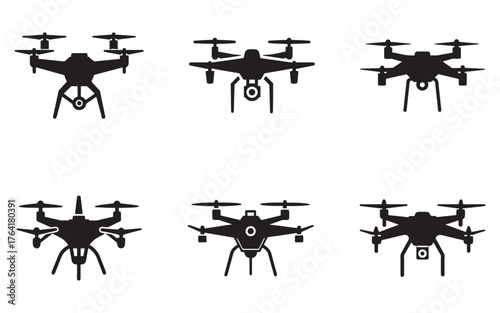 drone uav icon silhouette vector illustration design set 
