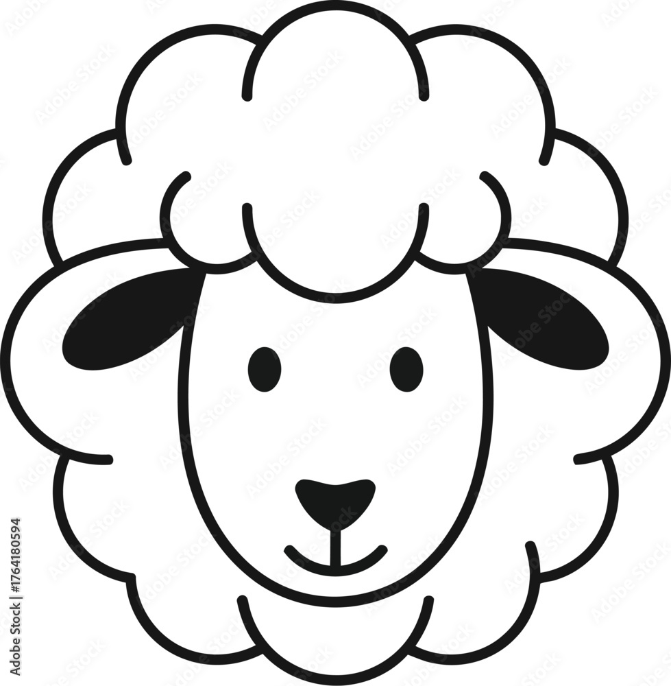 Obraz premium Sheep animal farm wool livestock mammal agriculture cute fluffy lamb cartoon face