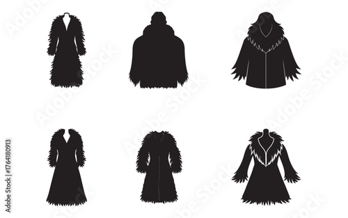 fur coat icon silhouette vector illustration design set 
