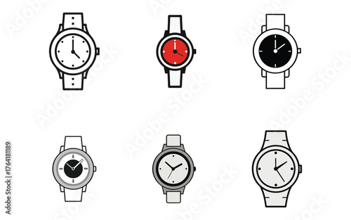 watch sketch icon silhouette vector illustration design set 