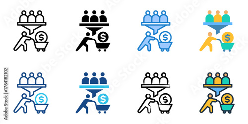 Conversion rate icon set multiple style collection 
