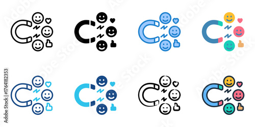 Customer retention icon set multiple style collection 
