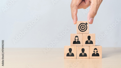 Workforce planning concept. Forecast demand for employees, identify gaps in skill and competency and implement strategies ensure the right people with the right skills to achieve business objectives.