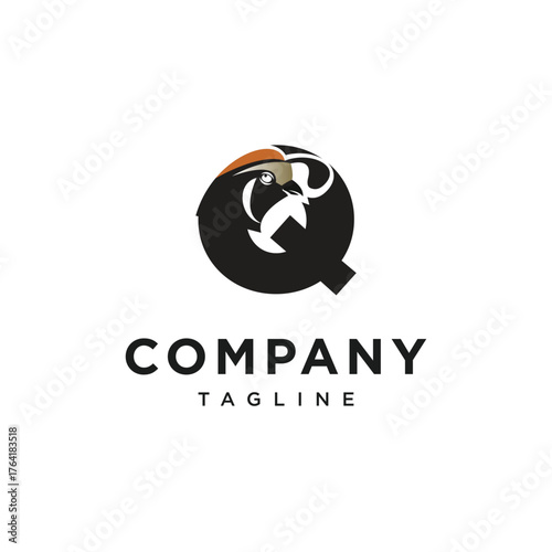 Letter Q California Quail Logo Icon Vector