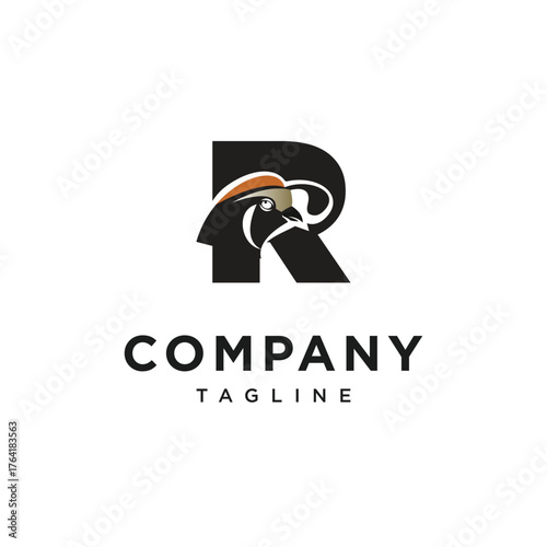 Letter R California Quail Logo Icon Vector