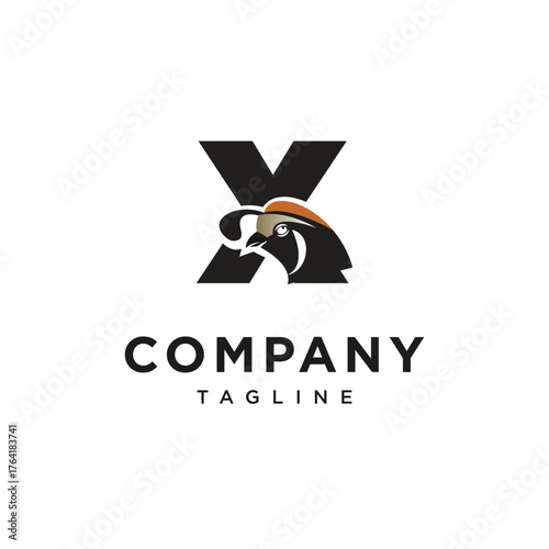 Letter X California Quail Logo Icon Vector