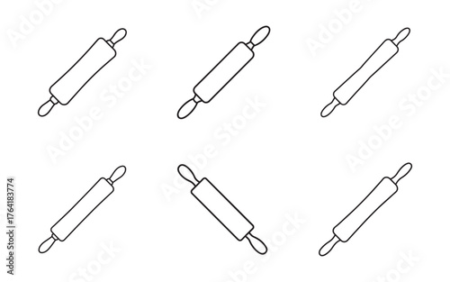 Seamless pattern of rolling pins in outline style perfect for baking themed projects and culinary designs ideal for wallpaper or fabric backgrounds