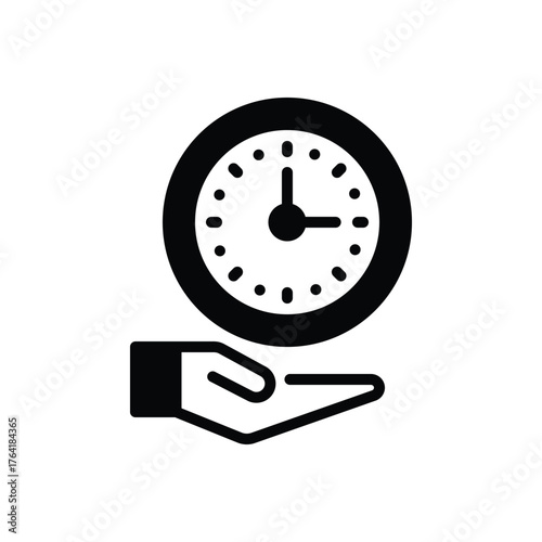 Black solid icon for time saving