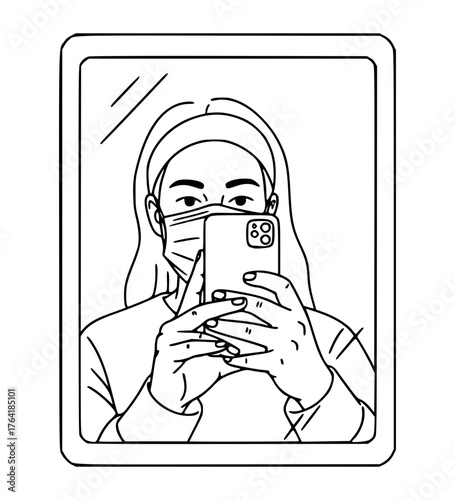 Taking Mirror Selfie with Mask
