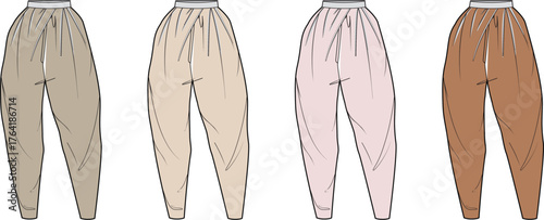 Varied Comfort An Array of Casual Pants in Earthy, Pastel Tones for Relaxed Style