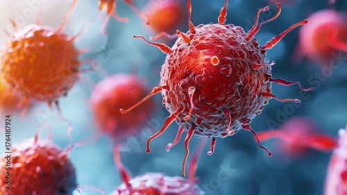 Microscopic View of Cancer Cells, Close-Up of Tumor Cells Under a Microscope, High-Definition View of Cancer Cell Behavior