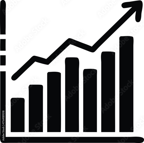 Bar graph with upward arrow icon