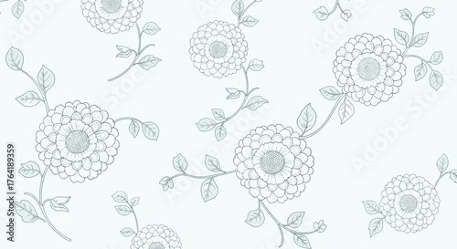 Delicate floral pattern with intricate blooming flowers and leaves.
