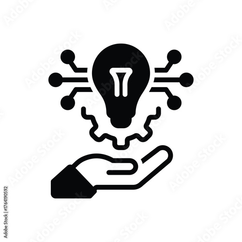 Black solid icon for technology adoption