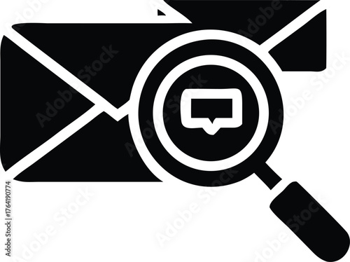 Magnifying glass inspecting a message icon