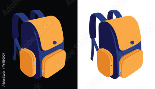 Cool and attractive school bag vector logo image with black and white background for various design purposes