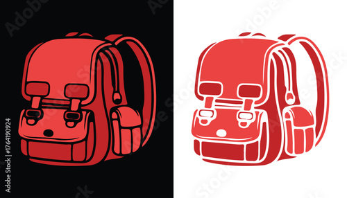 Cool and attractive school bag vector logo image with black and white background for various design purposes