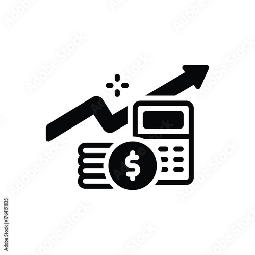 Black solid icon for economic