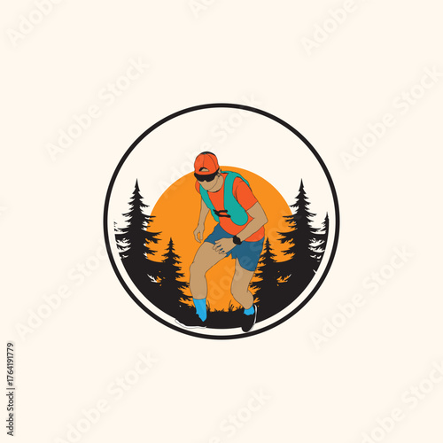 ultr trail running illustration image for backgroun logo vector