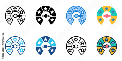 Customer satisfaction icon set multiple style collection 
