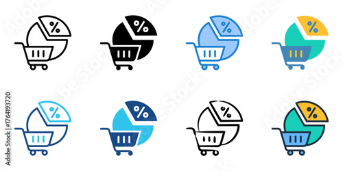 Market share icon set multiple style collection 
