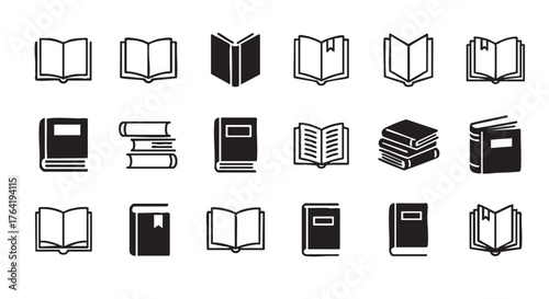 Set of book icons for education and reading concepts illustration