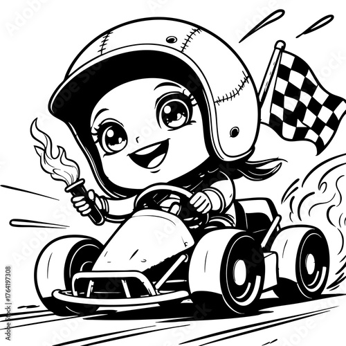 Girl Racing in Go Kart