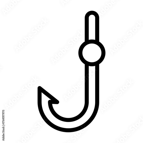 Fishing Hook Vector Line Icon Design