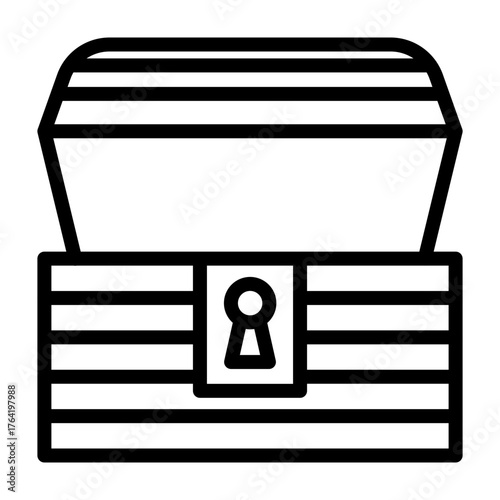 Treasure Chest Vector Line Icon Design