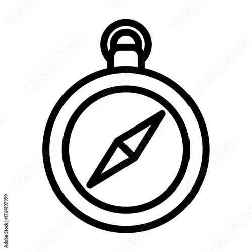 Marine Compass Vector Line Icon Design
