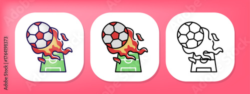 Flying Ball Kick on FIre Football Icon Set