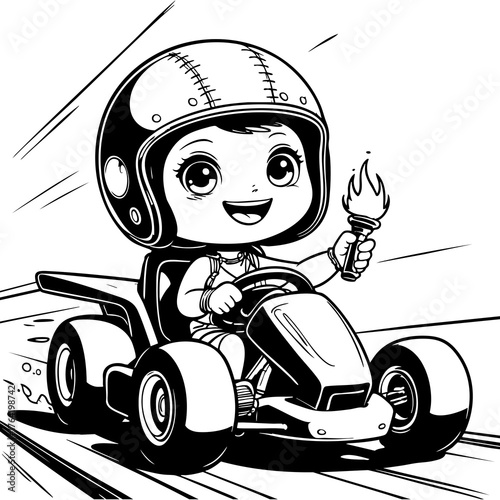 Kid Racer On Go Kart