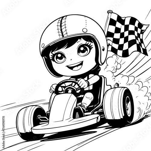 Racer Kid with Go Kart