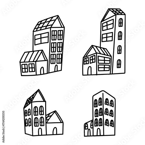 hand drawn houses and buildings collection