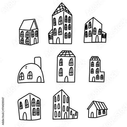 hand drawn houses and buildings collection